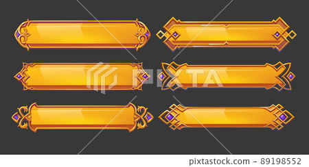 Medieval buttons, game menu elements, gold banners Medieval buttons, game menu elements, gold banners 89198552
