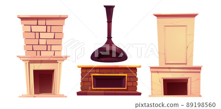 Home fireplace, chimneys, indoors stoves, set 89198560
