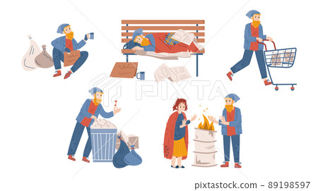 Homeless people beggars male and female characters Homeless people beggars male and female characters 89198597
