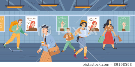 People at subway, underground crossing, metro People at subway, underground crossing, metro 89198598