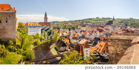 Cityscape panorama of historical city Cesky Krumlov, Czech republic 89198868