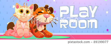 Playroom poster with plush toys for children 89199077