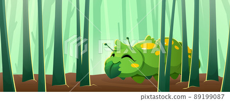 Cute caterpillar eat plant leaf in grass 89199087