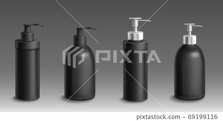 Black bottles with dispenser pump for liquid soap Black bottles with dispenser pump for liquid soap 89199116