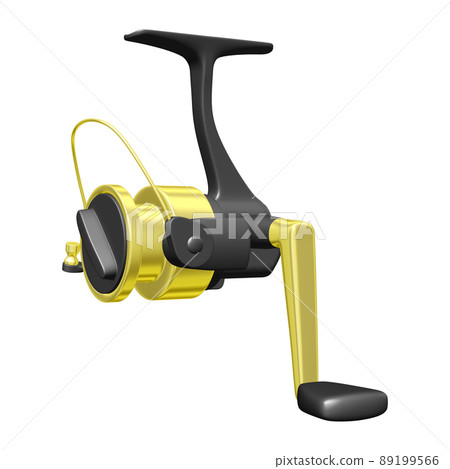 Illustration material of fishing tackle Orthodox spinning reel (1_4) Black and gold 89199566