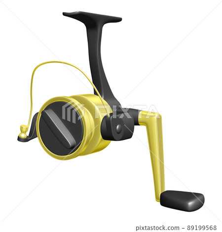 Illustration material of fishing tackle Orthodox spinning reel (1_2) Black and gold 89199568