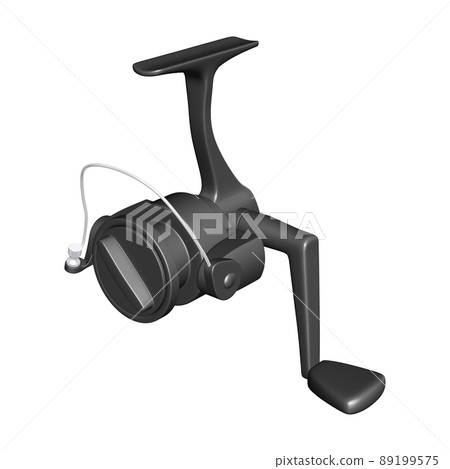 Illustration material of fishing tackle Orthodox spinning reel (1_1) Black 89199575