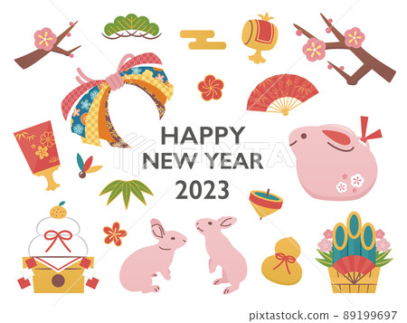 新年賀卡 2023 兔年 89199697