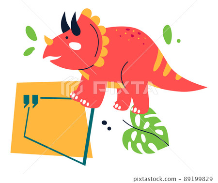 Funny dinosaur - flat design style colored illustration 89199829