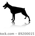 Doberman dog silhouette, icon - vector 89200015