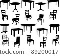 chairs and tables silhouettes, furniture icons - vector 89200017