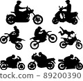 motorcyclist silhouettes set, icons - vector 89200390