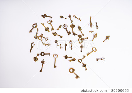 Golden skeleton keys with unique shapes and designs Golden skeleton keys with unique shapes and designs 89200663
