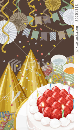 復古生日派對景觀_背景插圖_16:9_vertical 復古生日派對景觀_背景插圖_16:9_vertical 89201518