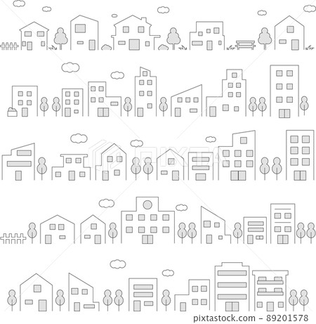 城市景觀插圖矢量背景/零件材料集 89201578