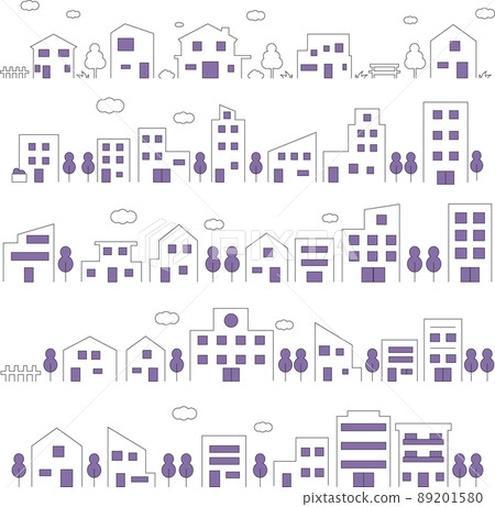 城市景觀插圖矢量背景/零件材料集 城市景觀插圖矢量背景/零件材料集 89201580