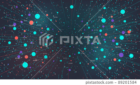 Futuristic method of analyzing and sorting large databases, visualization of digital information flow, technological analytics of world streaming networks, big data vector tunnel 89201584