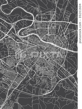 City map Zaragoza, monochrome detailed plan, vector illustration 89201604