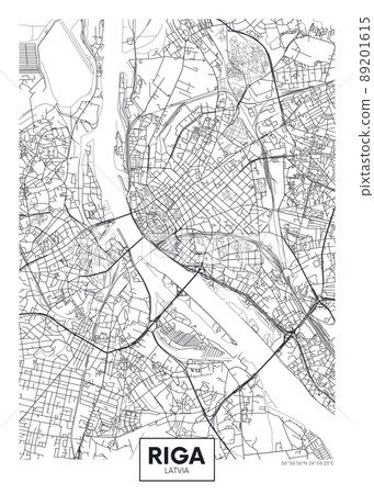 City map Riga, travel vector poster design 89201615