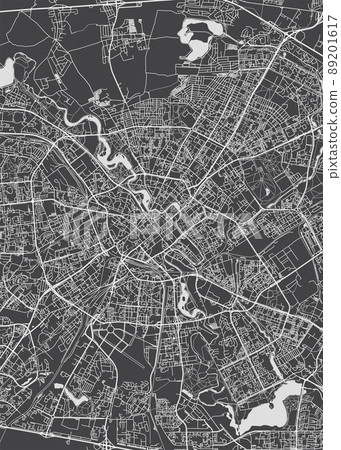City map Minsk, monochrome detailed plan, vector illustration 89201617