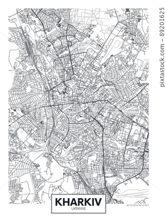 City map Kharkiv, travel vector poster design 89201625