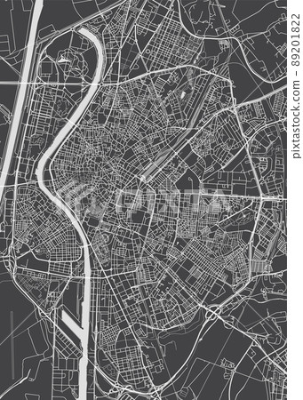 City map Seville, monochrome detailed plan, vector illustration 89201822