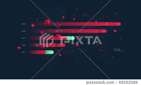 Visualization of financial vertical columns, analysis and analytics of economic reports by years, background of the world map, vector business dashboard Visualization of financial vertical columns, analysis and analytics of economic reports by years, background of the world map, vector business dashboard 89202089