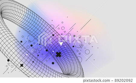 Torus vaporwave abstract gradient background mathematic 3d structure physical figures, Vector posters with strange wireframes of geometric shapes modern design inspired by brutalism 89202092