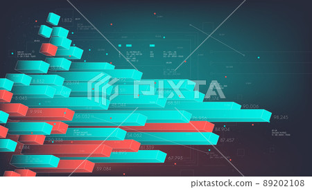 Infographic pillars, statistical data analysis and processing, vector business illustration, Futuristic analytic technologies digital databases 89202108