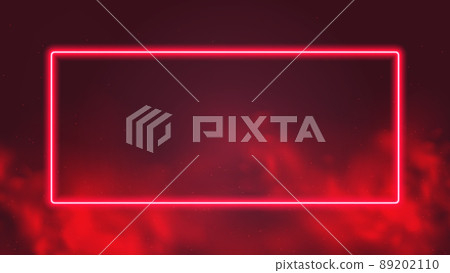 Glowing square frame, red neon rays in smoke, cyber background with copy space, cyberpunk futuristic vector illustration Glowing square frame, red neon rays in smoke, cyber background with copy space, cyberpunk futuristic vector illustration 89202110