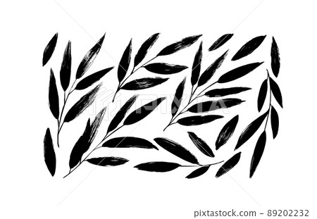 Black twig, leaves or sprig silhouettes collection 89202232