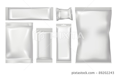 Set of Blank Product Packages on white background, realistic vector illustration Set of Blank Product Packages on white background, realistic vector illustration 89202243
