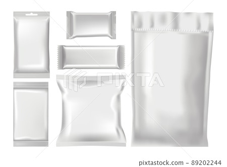 Set of Blank Product Packages on white background, realistic vector illustration 89202244