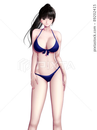 ビキニスタイルの女性イラスト ビキニスタイルの女性イラスト ビキニ姿の女性 ビーチの背景イラスト