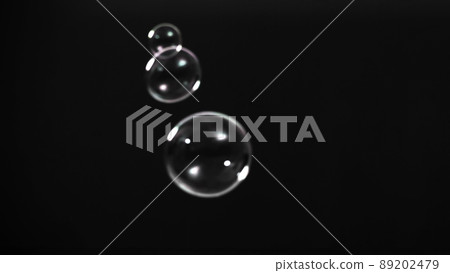 Soap bubble drop or Shampoo bubbles floating like flying in the air black background which represent refreshing moments and gentle soft. Bubbles drops for soap  shampoo or detergent product industry. 89202479
