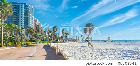 Beautiful Clearwater beach with white sand in Florida USA Beautiful Clearwater beach with white sand in Florida USA 89202541