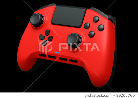 Realistic red joystick for video game controller on black background. 3D rendering of streaming gear for cloud gaming and gamer workspace concept Realistic red joystick for video game controller on black background. 3D rendering of streaming gear for cloud gaming and gamer workspace concept 89203760