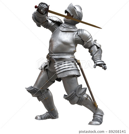 Medieval knight in armor isolated white background 3d illustration Medieval knight in armor isolated white background 3d illustration 89208141