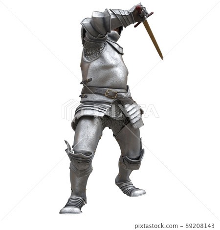 Medieval knight in armor isolated white background 3d illustration Medieval knight in armor isolated white background 3d illustration 89208143