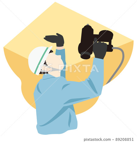 在室內工作中安裝天花板的工人 89208851