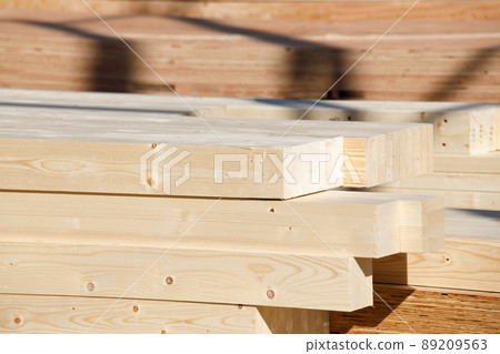 Wood at the construction site of a new house Wood at the construction site of a new house 89209563