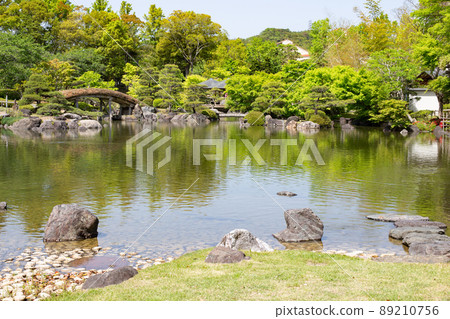 Japanese garden in the fresh green of Kobe City Shiawasenomura 89210756