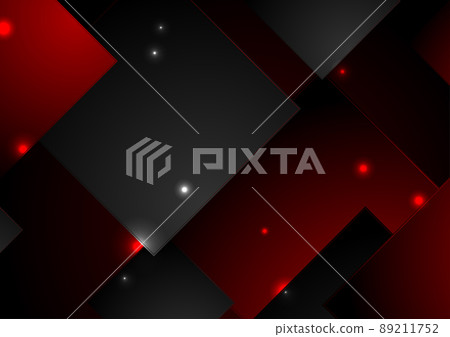 Abstract black red glowing shiny squares minimal background 89211752