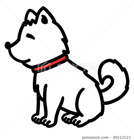 Illustration of a white dog facing sideways Illustration of a white dog facing sideways 89212521