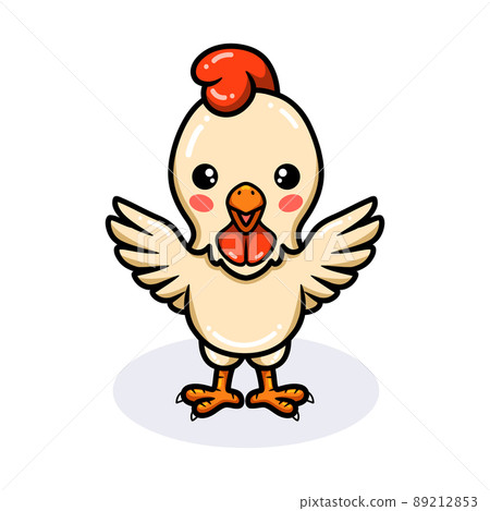 Cute little rooster cartoon raising hands	 89212853