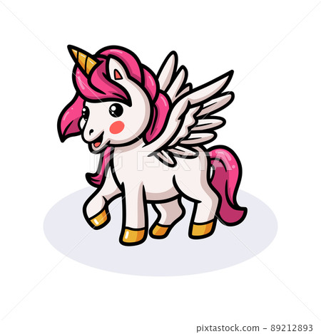 Cute baby unicorn cartoon walking Cute baby unicorn cartoon walking 89212893