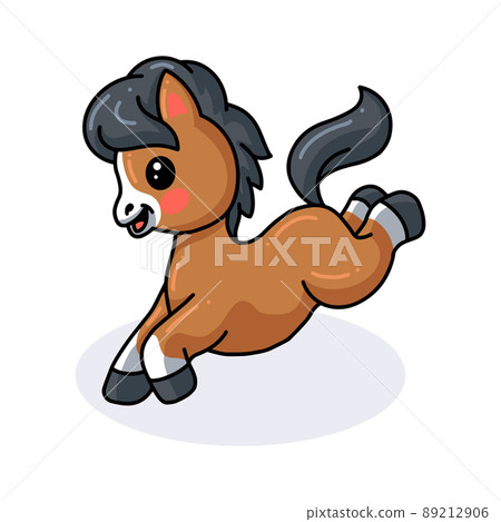 Cute baby donkey cartoon jumping	 89212906