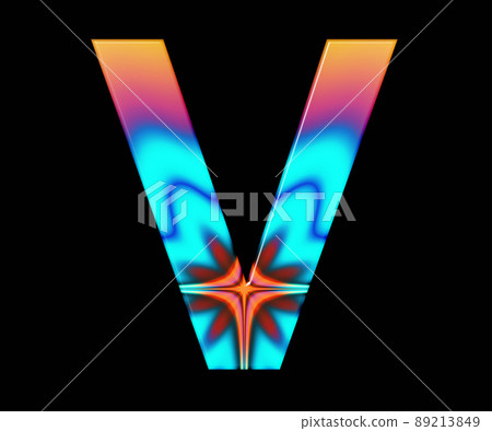 3D render of colorful fractal alphabet letter 89213849