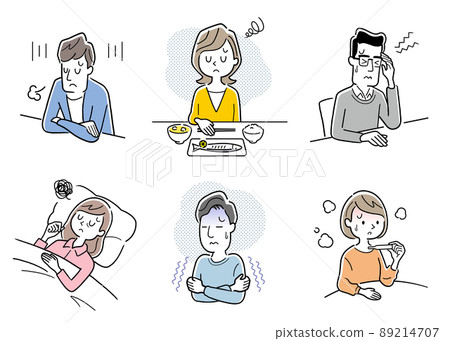 矢量圖素材：身體狀況不佳的男女，套裝 89214707