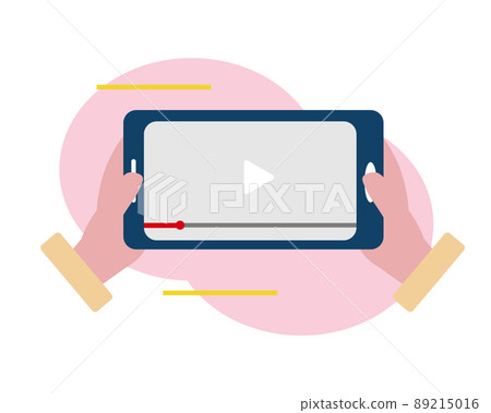 在智能手機上觀看視頻 橫屏 手機和視頻 SNS 插圖 89215016
